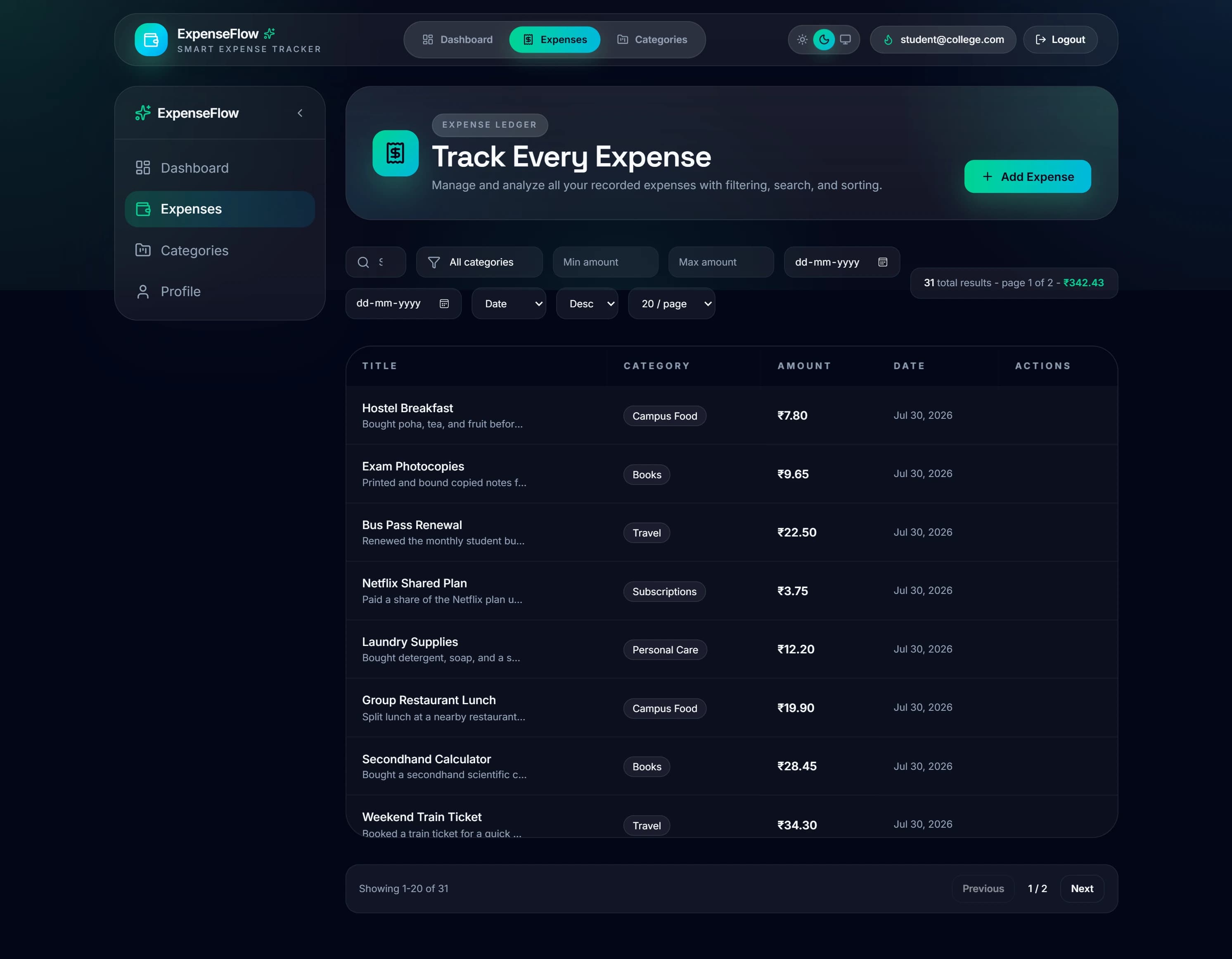 Category management and custom category creation